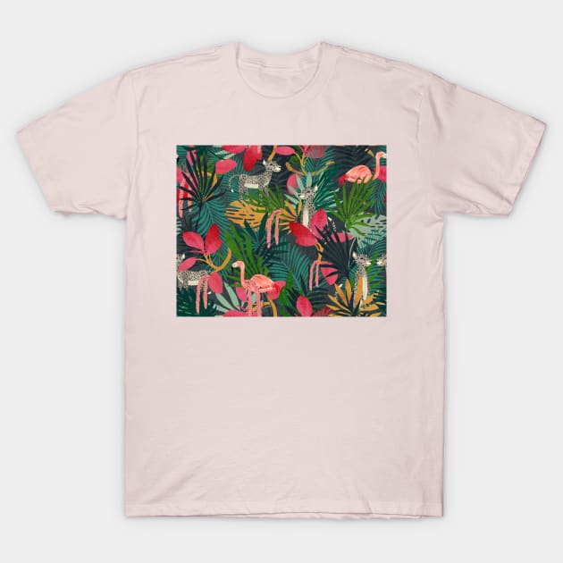 Tropical Jungle (green) T-Shirt by katherinequinnillustration